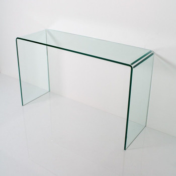  - Mesa consola pequeña en cristal curvado 120x40x80 cm