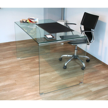  - Escritorio de cristal curvado Glassy 120x70x75 cm