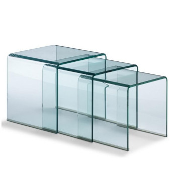  - Mesas de centro transparentes Nest Triptych 34x34x34-38x38x38-42x42x42 cm