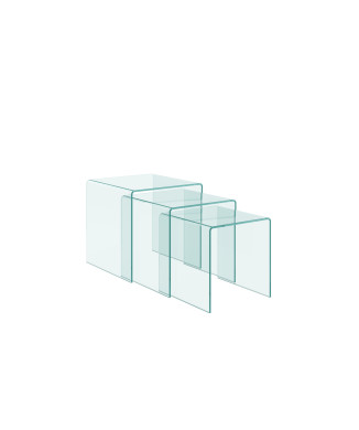  - Mesas de centro transparentes Nest Triptych 34x34x34-38x38x38-42x42x42 cm