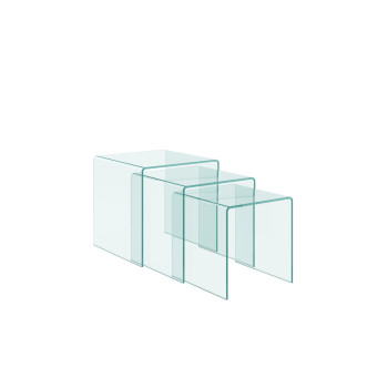  - Mesas de centro transparentes Nest Triptych 34x34x34-38x38x38-42x42x42 cm