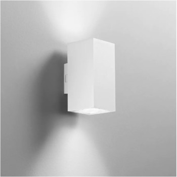 APLIQUE LED DOBLE EMISIÓN CON POSTE CUADRADO BLANCO 2X8W 1960LM CCT IP65 7.8X9.9X16CM