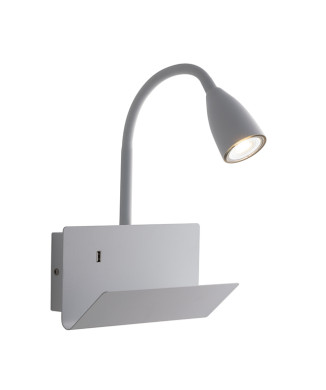 APLIQUE GULP FLEXIBLE BLANCO CON USB 2A 1XGU10 23X27X49CM