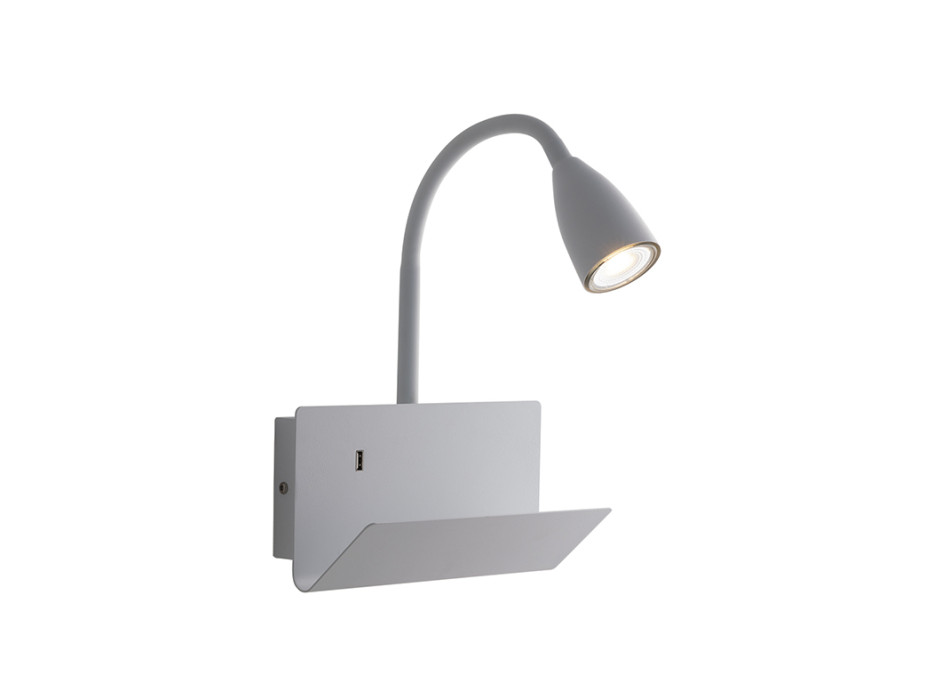 APLIQUE GULP FLEXIBLE BLANCO CON USB 2A 1XGU10 23X27X49CM