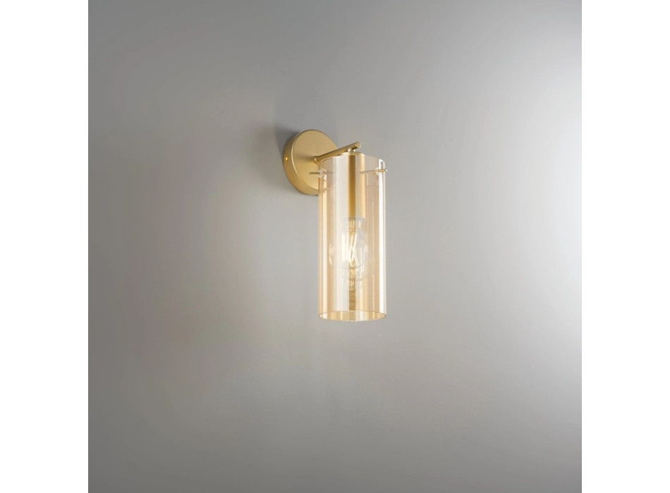 APLIQUE DE PARED MÁGICO ORO/ÁMBAR 1XE27 15,5X15,5X30X3CM