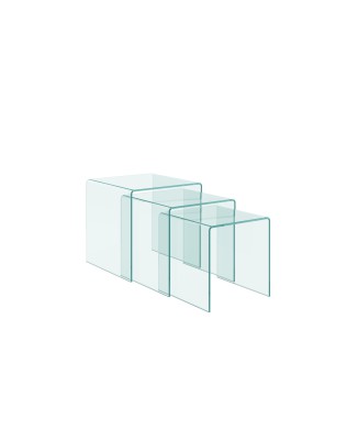 Artículos de vidrio - Tríptico Nest mesas transparentes 34x34x34-38x38x38-42x42x42