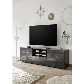 Mueble de TV MIRO de 2 puertas y 1 cajón, 181x57x43 cm, negro