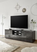 Mueble de TV MIRO de 2 puertas y 1 cajón, negro