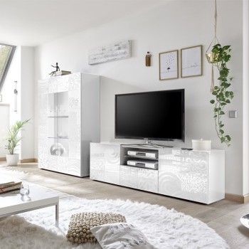 Mueble TV MIRO 181x57x43 cm 2 puertas con 1 cajón, blanco