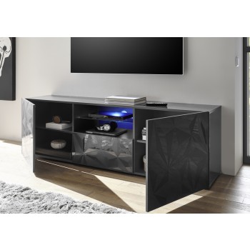 Mueble TV PRISMA con 2 puertas y 1 cajón, color negro