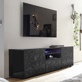 Mueble TV PRISMA con 2 puertas y 1 cajón, color negro