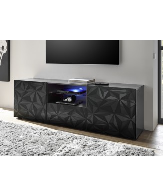 Mueble TV PRISMA con 2 puertas y 1 cajón, color negro