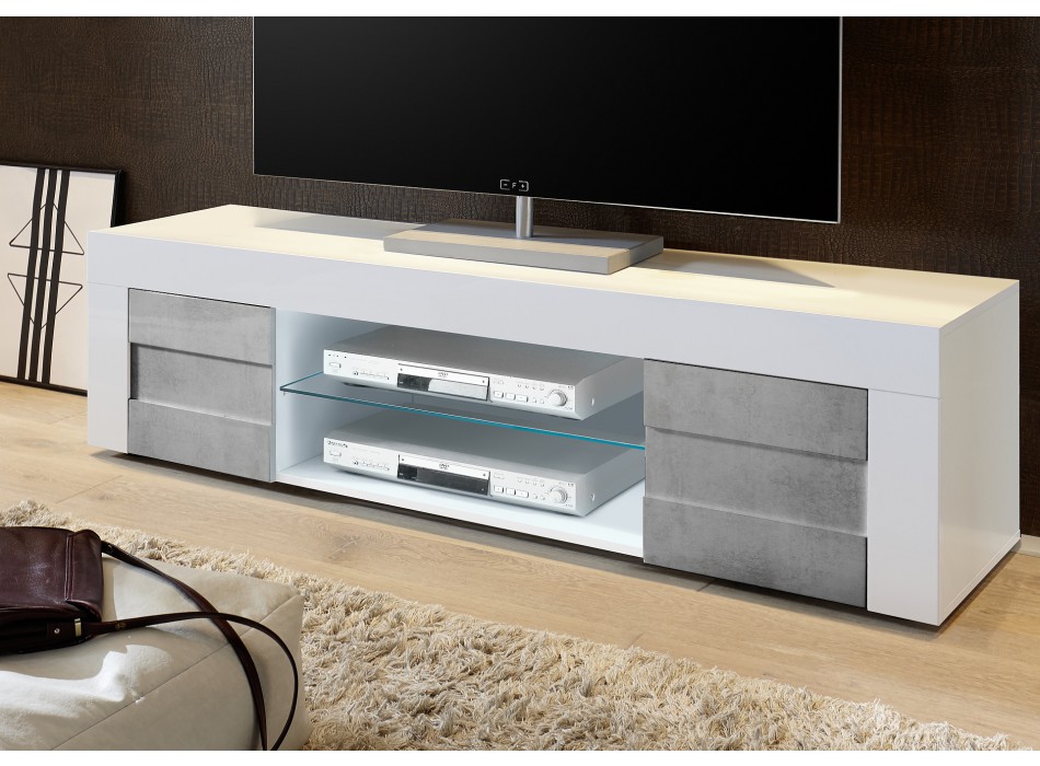 Mueble bajo EASY TV grande 2 puertas 180x41,4x43,6 cm color cemento