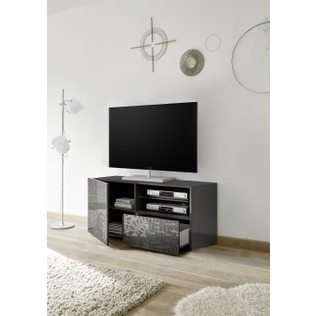 Mueble TV pequeño MIRO 1 puerta 1 cajón 121x42x57 cm Negro