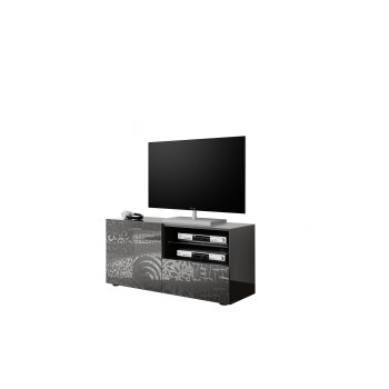 Mueble TV pequeño MIRO 1 puerta 1 cajón 121x42x57 cm Negro