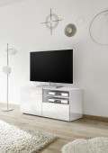 Mueble de TV pequeño MIRO con 1 puerta y 1 cajón, blanco