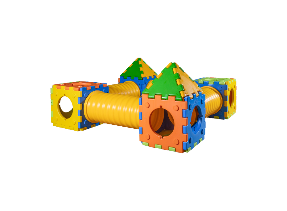 Juego modular Castello B con 2 casas, 2 cubos y 4 túneles