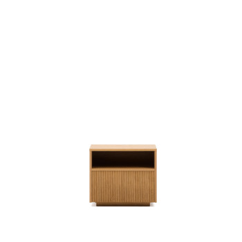 Mesita de noche Helvine de 1 cajón, chapa de roble, 60 x 52 cm, FSC 100%.