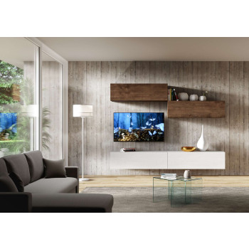 Composiciones Isoka - Composición de pared para sala de estar Isoka A02, ancho 268 cm, profundidad 39,2 cm