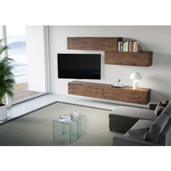 Composiciones Isoka - Composición de pared para sala de estar Isoka A03, ancho 268 cm, profundidad 39,2 cm