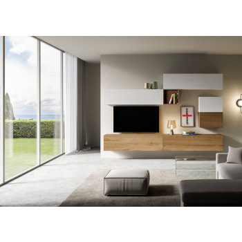 Composiciones Isoka - Composición de pared para sala de estar Isoka A10, ancho 308 cm, profundidad 39,2 cm