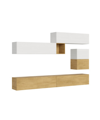 Composiciones Isoka - Composición de pared para sala de estar Isoka A10, ancho 308 cm, profundidad 39,2 cm