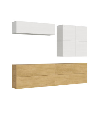 Composiciones Isoka - Composición de pared para sala de estar Isoka A103, ancho 308 cm, profundidad 39,2 cm