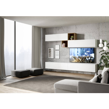 Composiciones Isoka - Composición de pared para sala de estar Isoka A110, ancho 308 cm, profundidad 39,2 cm
