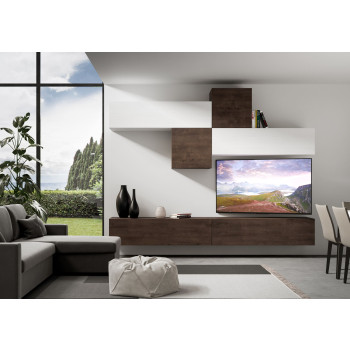 Composiciones Isoka - Composición de pared para sala de estar Isoka A111, ancho 308 cm, profundidad 39,2 cm