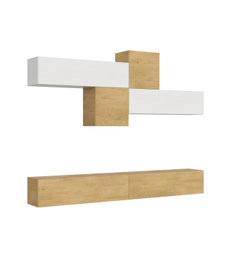 Composiciones Isoka - Composición de pared para sala de estar Isoka A111, ancho 308 cm, profundidad 39,2 cm