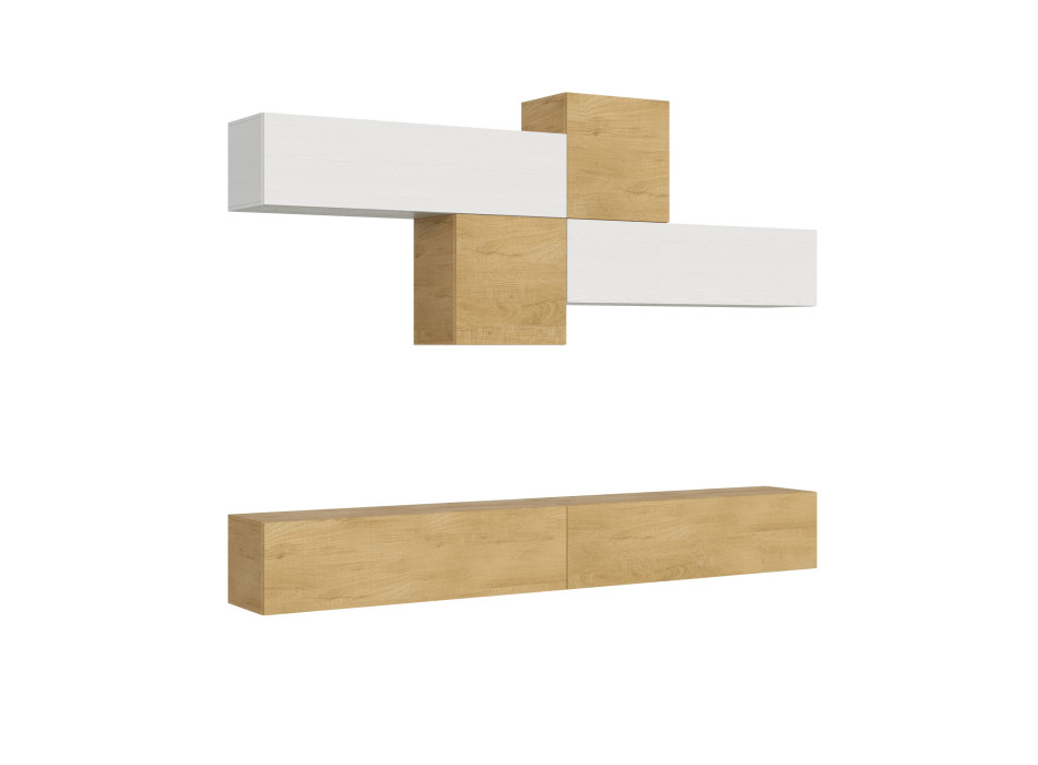 Composiciones Isoka - Composición de pared para sala de estar Isoka A111, ancho 308 cm, profundidad 39,2 cm