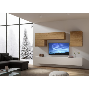 Composiciones Isoka - Composición de pared para sala de estar Isoka A12, ancho 268 cm, profundidad 39,2 cm