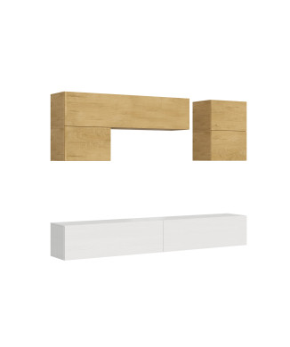 Composiciones Isoka - Composición de pared para sala de estar Isoka A12, ancho 268 cm, profundidad 39,2 cm