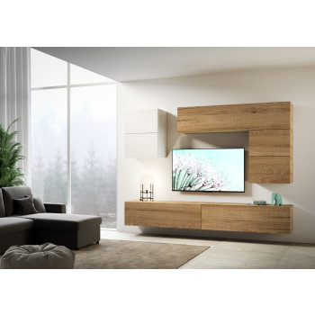 Composiciones Isoka - Composición de pared para sala de estar Isoka A13, ancho 268 cm, profundidad 39,2 cm