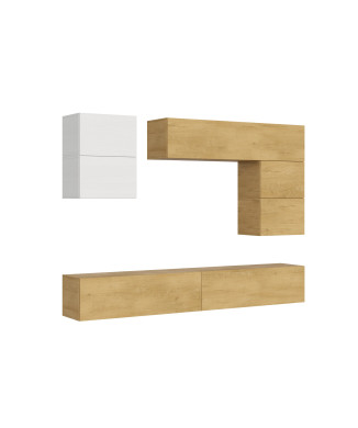 Composiciones Isoka - Composición de pared para sala de estar Isoka A13, ancho 268 cm, profundidad 39,2 cm