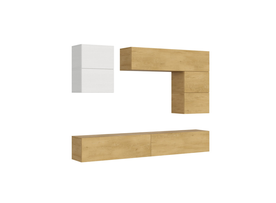 Composiciones Isoka - Composición de pared para sala de estar Isoka A13, ancho 268 cm, profundidad 39,2 cm