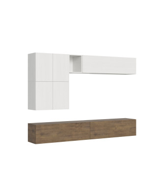 Composiciones Isoka - Composición de pared para sala de estar Isoka A16, ancho 268 cm, profundidad 39,2 cm