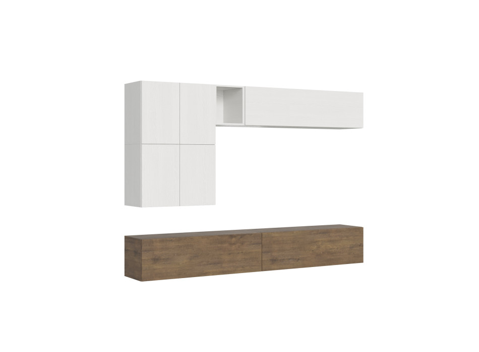 Composiciones Isoka - Composición de pared para sala de estar Isoka A16, ancho 268 cm, profundidad 39,2 cm