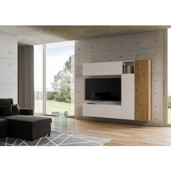 Composiciones Isoka - Composición de pared para sala de estar Isoka A18, ancho 214 cm, alto 173,6 cm, profundidad 39,2 cm