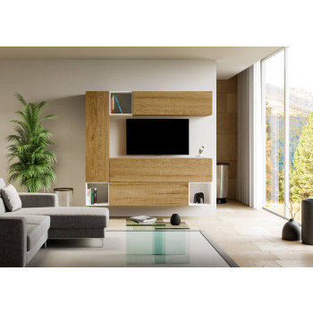 Composiciones Isoka - Composición de pared para sala de estar Isoka A26, ancho 214 cm, profundidad 39,2 cm