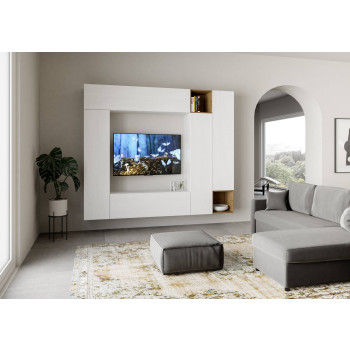 Composiciones Isoka - Composición de pared para sala de estar Isoka A32, ancho 254 cm, alto 214 cm