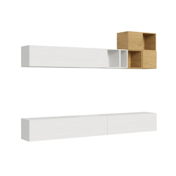 Composiciones Isoka - Composición de pared para sala de estar Isoka A36, ancho 308 cm, alto 173,6 cm