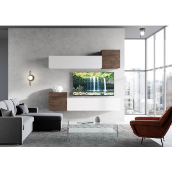 Composiciones Isoka - Composición de pared para salón Isoka A37, ancho 234 cm, profundidad 39,2 cm