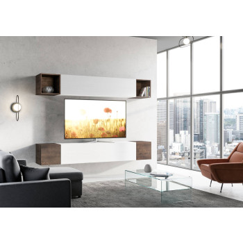 Composiciones Isoka - Composición de pared para salón Isoka A38, ancho 254 cm, profundidad 39,2 cm