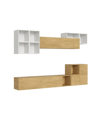 Composiciones Isoka - Composición de pared para sala de estar Isoka A45, ancho 294 cm, profundidad 39,2 cm