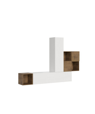 Composiciones Isoka - Composición de pared para sala de estar Isoka A48, ancho 254 cm, alto 173,6 cm, profundidad 39,2 cm