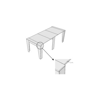 Consola Anea - Consola extensible 90x25/211 cm Anea Fresno Blanco con Extensiones Internas