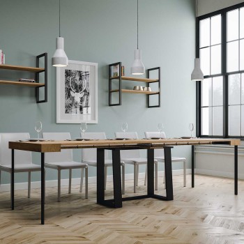 Consola Asia con estructura antracita - Consola extensible 90x40/288 cm Asia Fresno Blanco con estructura antracita