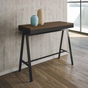 Consola Banco Evolution con estructura antracita - Consola extensible 90x40/196 cm Banco Small Evolution Roble Natural con estructura antracita