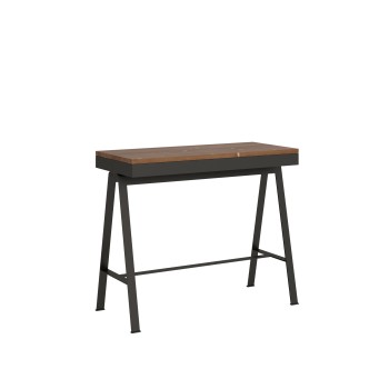 Consola Banco Evolution con estructura antracita - Consola extensible 90x40/196 cm Banco Small Evolution Roble Natural con estructura antracita